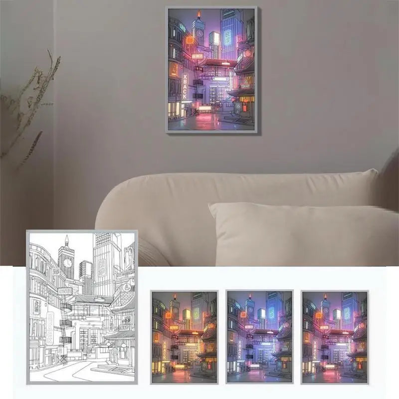 Beautiful City Night View  Painting