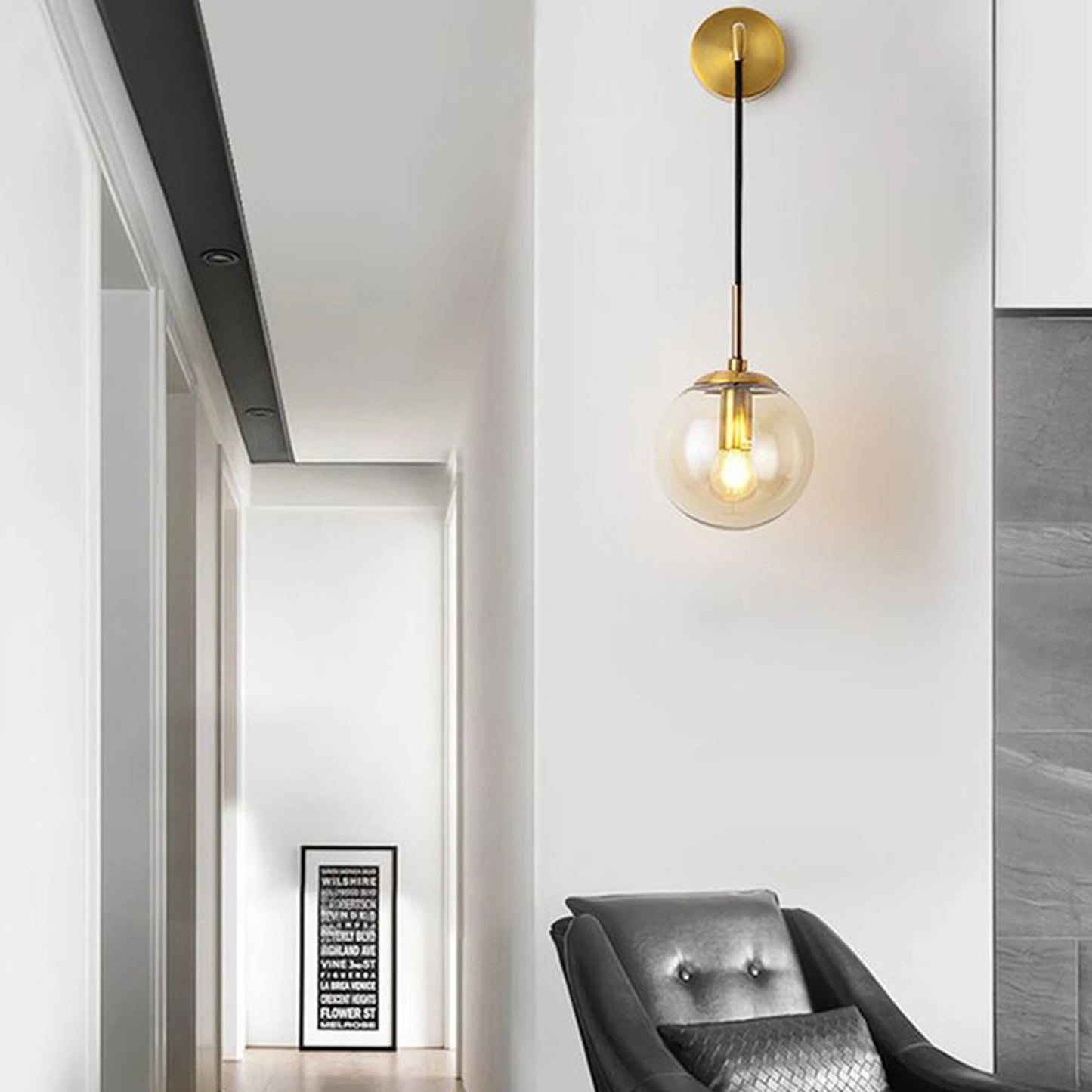 Nordic Glass Ball Wall Light for Living Room Interior Bedroom Wall