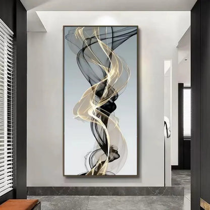 Abstract Floating Black Gold Canvas – Modern Wall Art for Home & Office