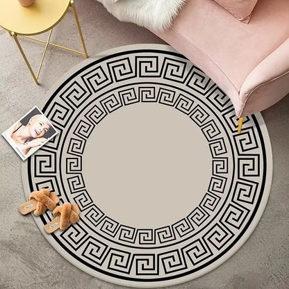 Luxury Round Black & White Rug