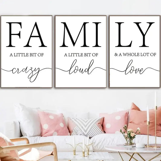 3pcs Inspirational Family Quotes Canvas Wall Art Decor