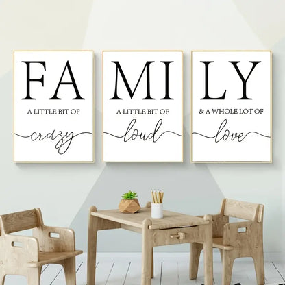 3pcs Inspirational Family Quotes Canvas Wall Art Decor