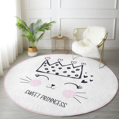 Cute Cat Princess Patterned Decorative Round Rug