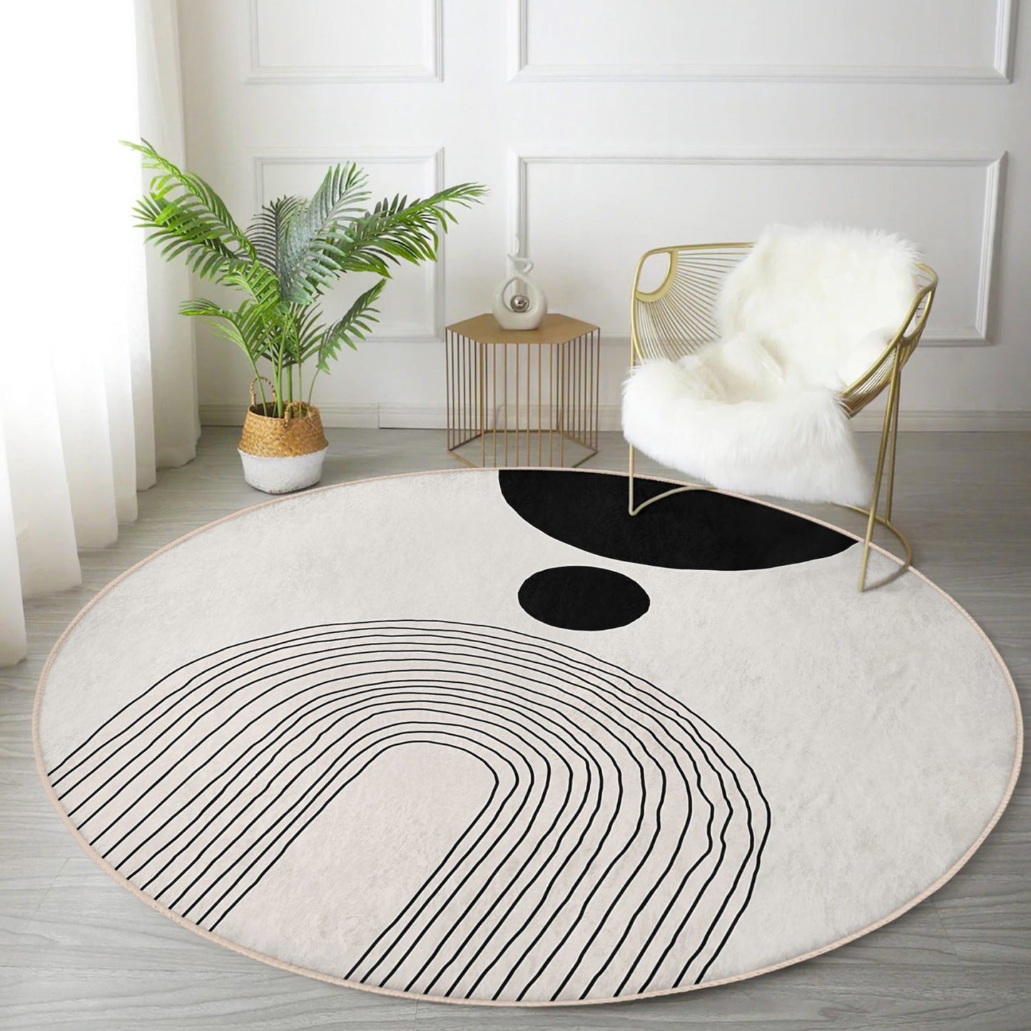 Abstract Round Rug, Minimalist Home Area Rug