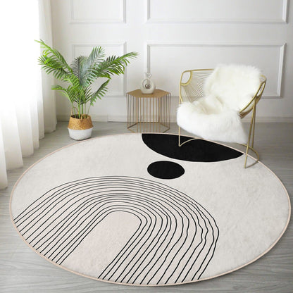Abstract Round Rug, Minimalist Home Area Rug