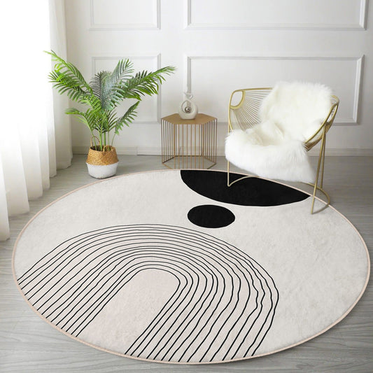 Abstract Round Rug, Minimalist Home Area Rug