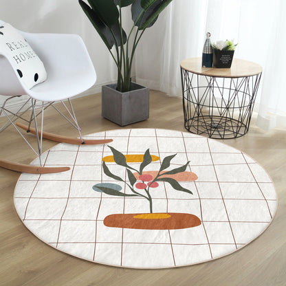 Abstract Round Rug, Living Room Area Rug, Minimalist Home Decor Floor