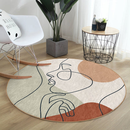 Abstract Round Rug, Abstract Area Rug, Non Slip Circle Carpet,