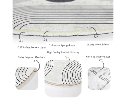 Abstract Round Rug, Minimalist Home Area Rug, Living Room Circle