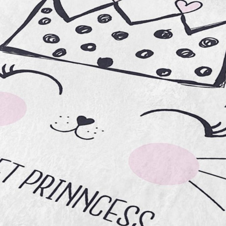 Cute Cat Princess Patterned Decorative Round Rug