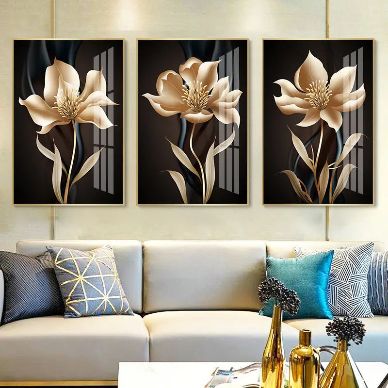 3pcs Abstract Flower Canvas Wall Art - 11.8x15.7in