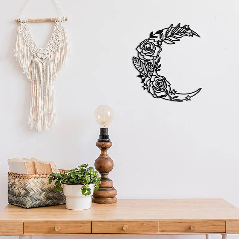 Boho Moon Phase Metal Wall Art for Home Decor