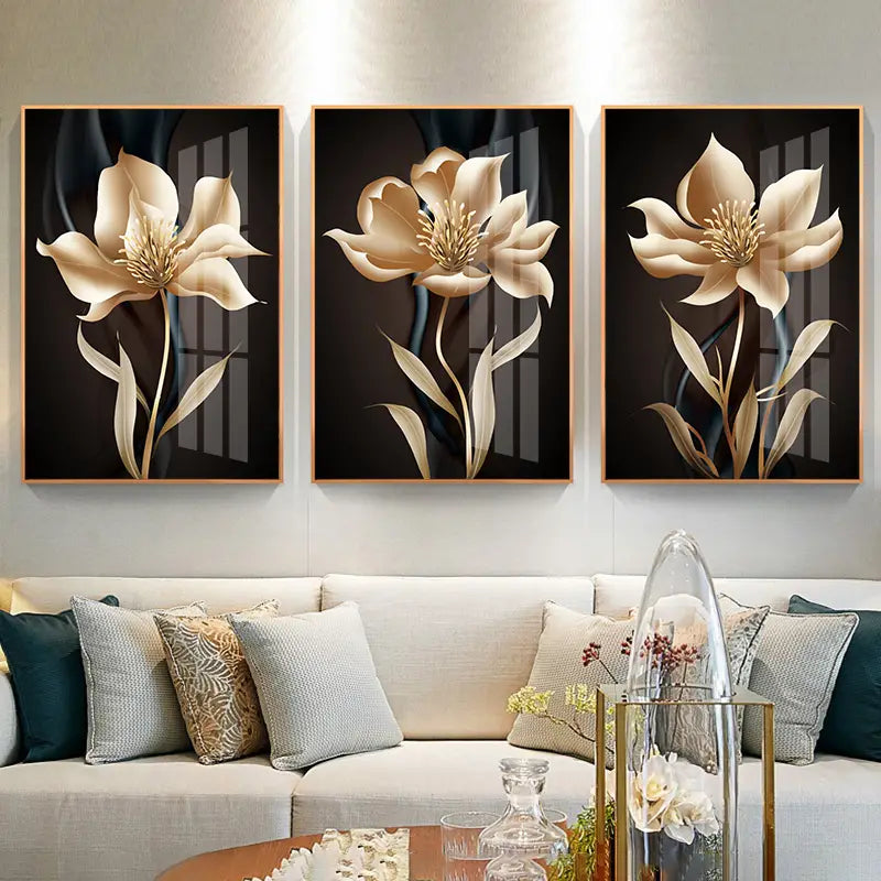 3pcs Abstract Flower Canvas Wall Art - 11.8x15.7in